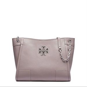 Tory Burch Britten Gray Leather Tote Bag-EUC